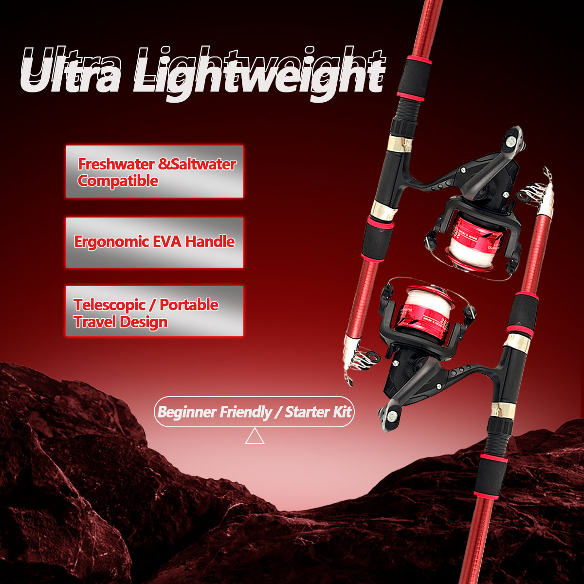 Fishing Rod Combo - Set Canna da Pesca Telescopica 1,8M